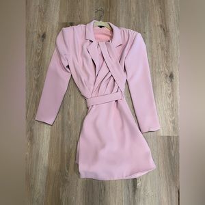 NBD light pink mini suit/ wrap dress